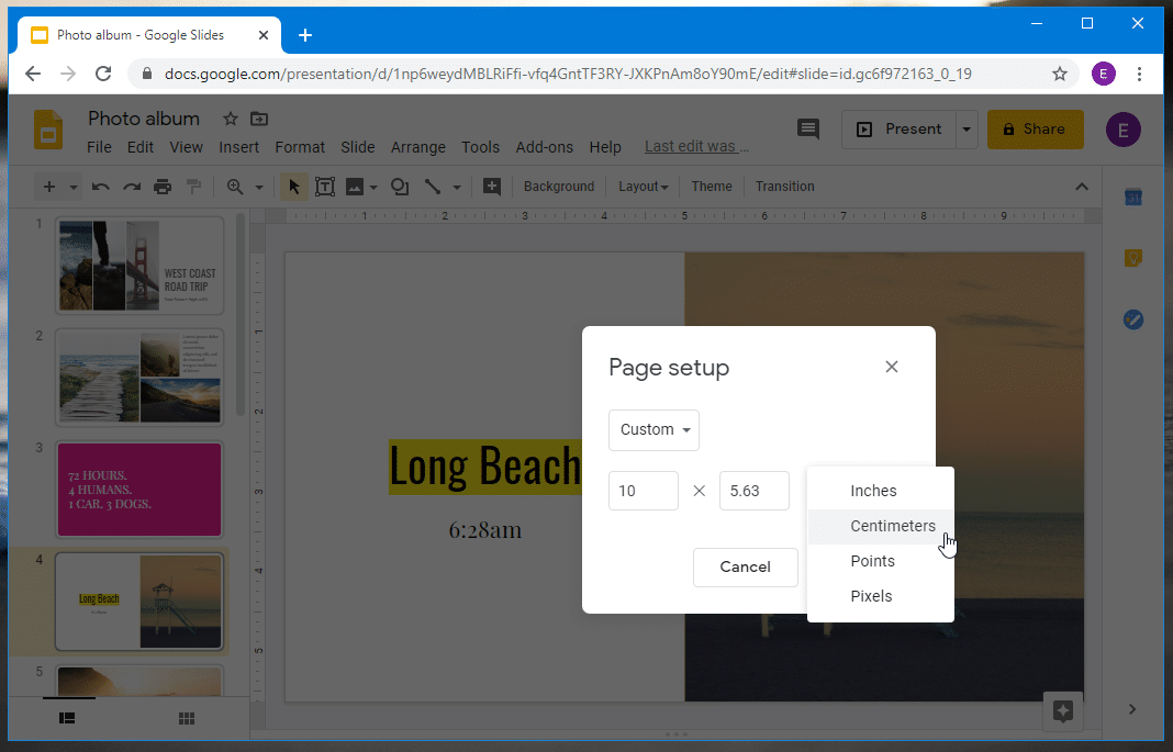 custom google slides orientation