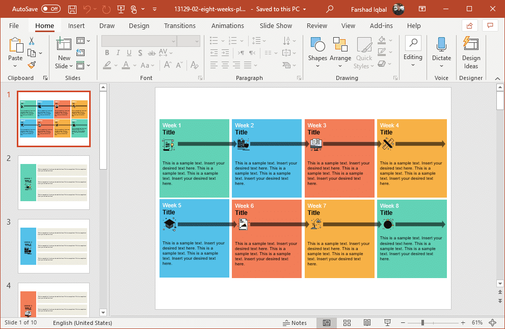 eight weeks schedule template for powerpoint