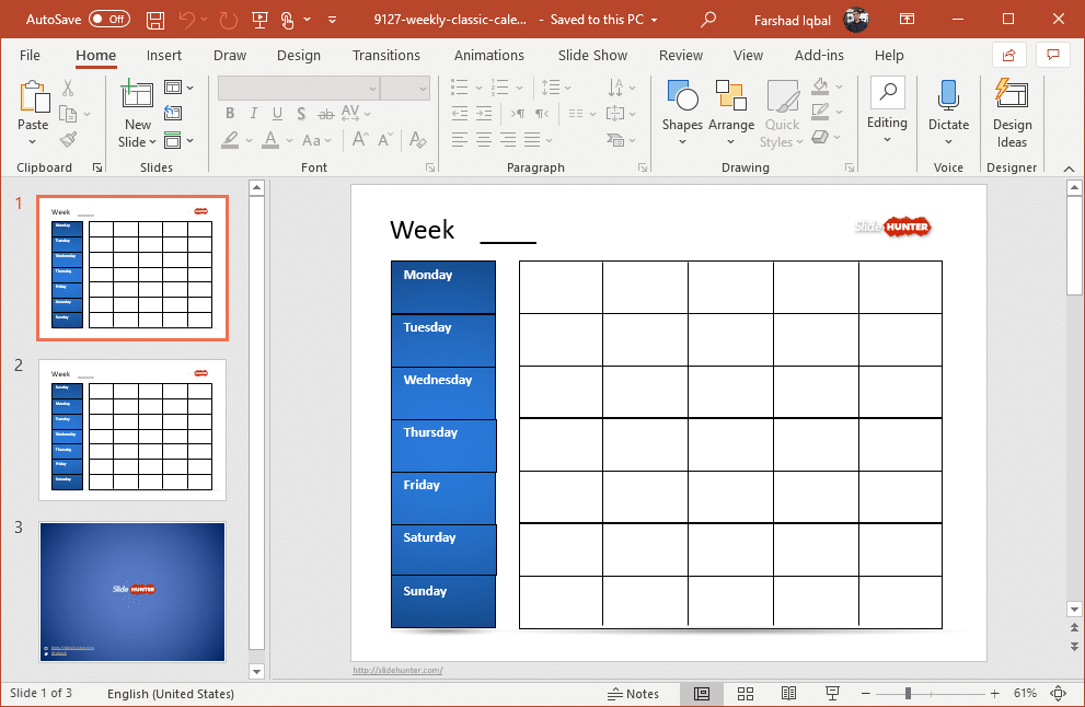 free weekly calendar template for powerpoint