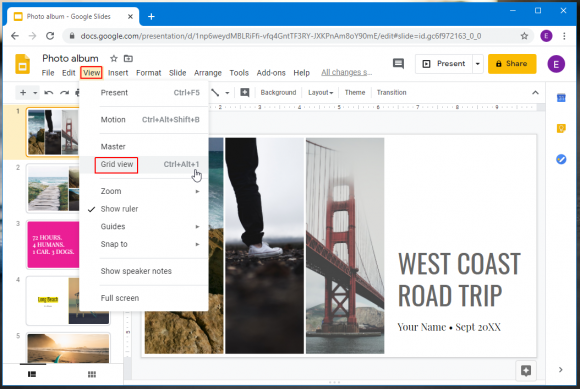 grid view in google slides