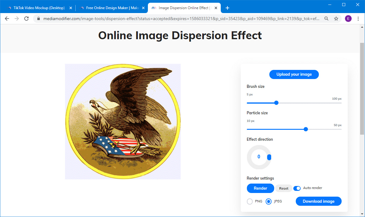 Free image dispersion effect tool in MediaModifier