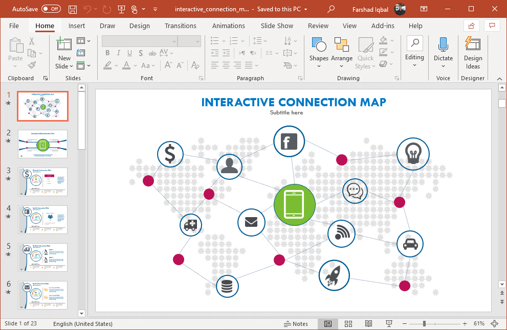 interactive connection map powerpoint template