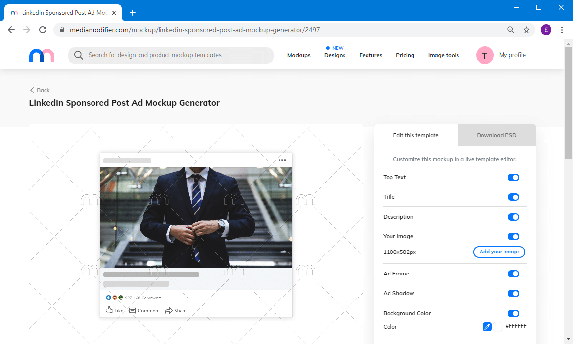 linkedin post mockup