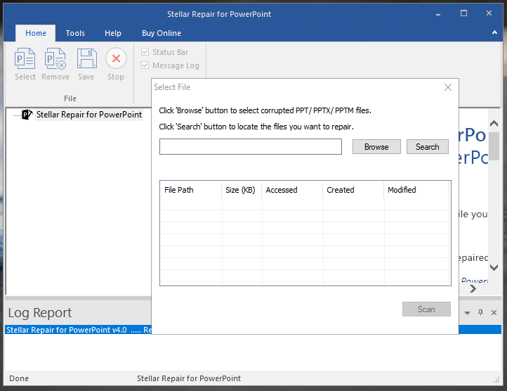 select a powerpoint file
