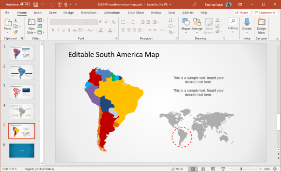 south america map for powerpoint