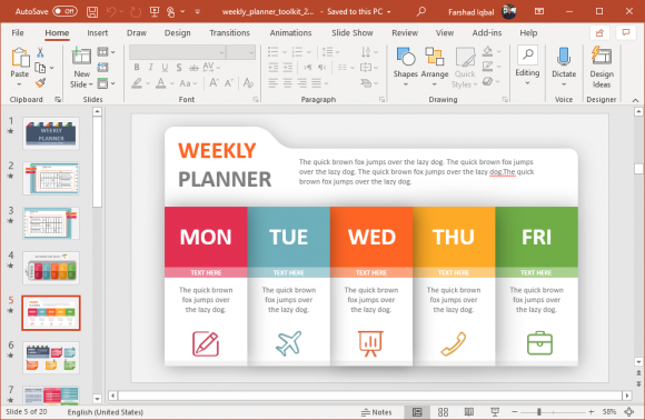 Weekly Planner Template For Powerpoint FPPT