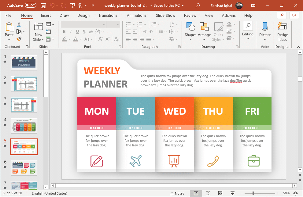 weekly planner template for powerpoint