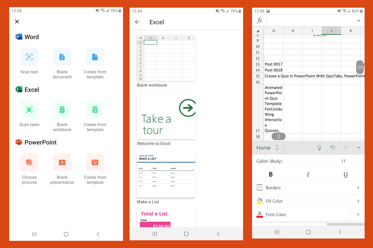 excel app for android