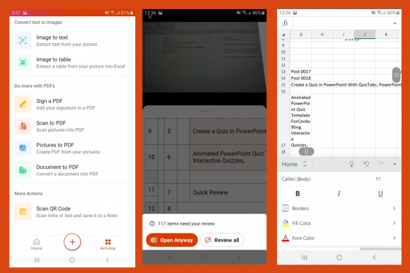scan documents in office app for android