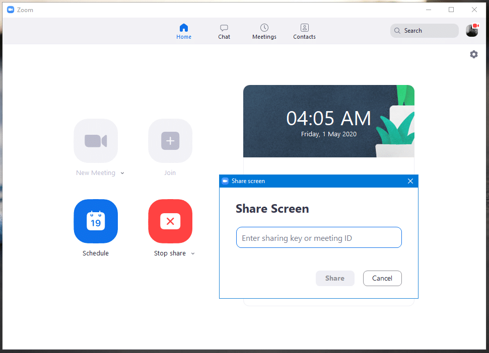 share screen in zoom