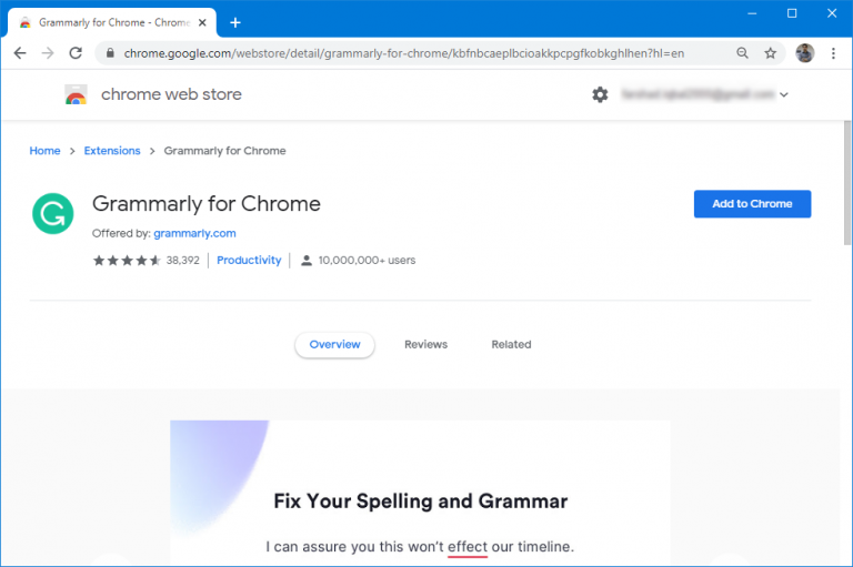grammarly google chrome extension