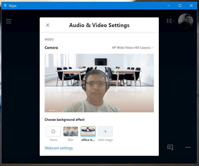 change background during a skype video call