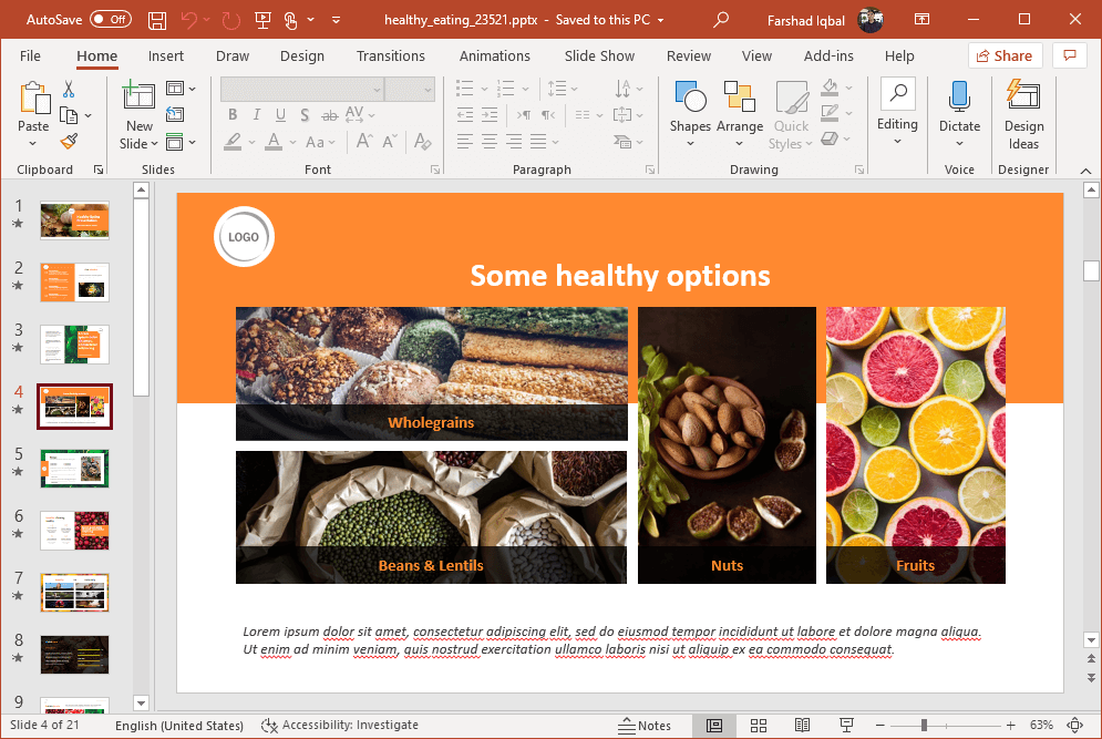 Animated Healthy Eating PowerPoint Template