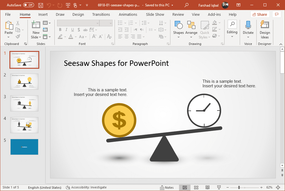 seesaw shapes and diagrams for powerpoint