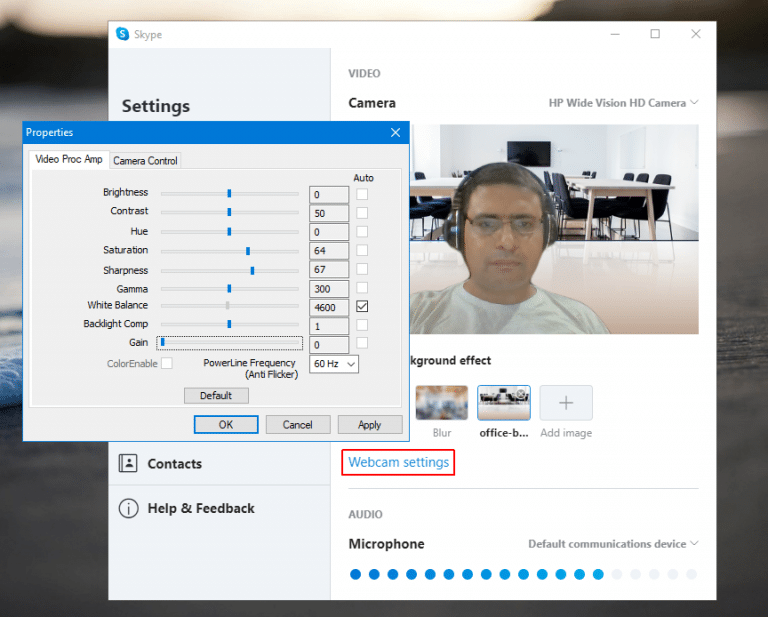 software to adjust webcam settings