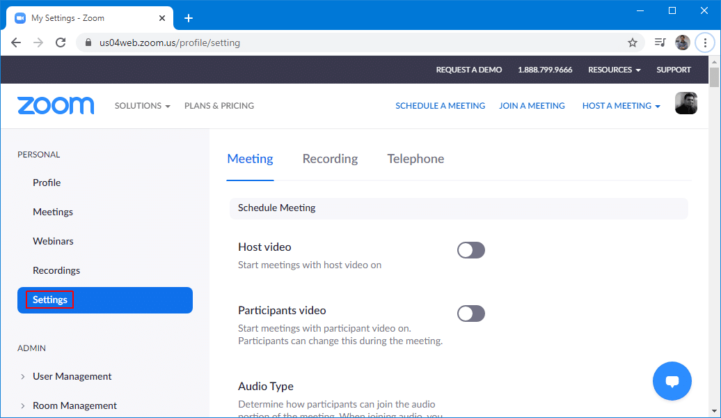 zoom settings