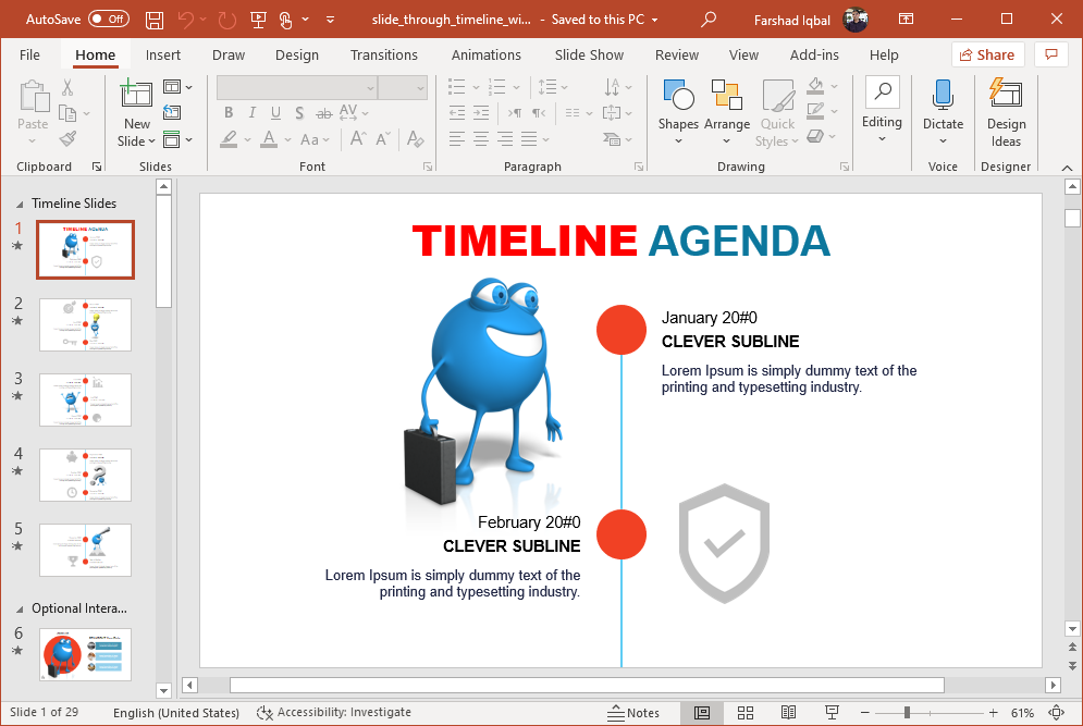 animated character timeline for powerpoint