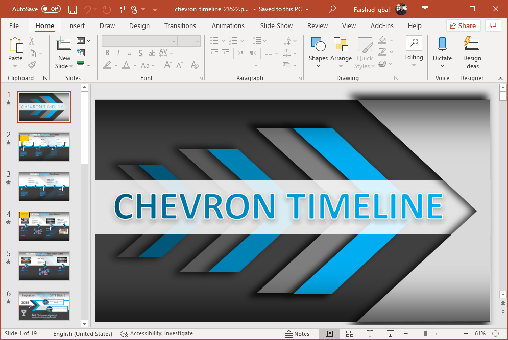 animated chevron timeline powerpoint template