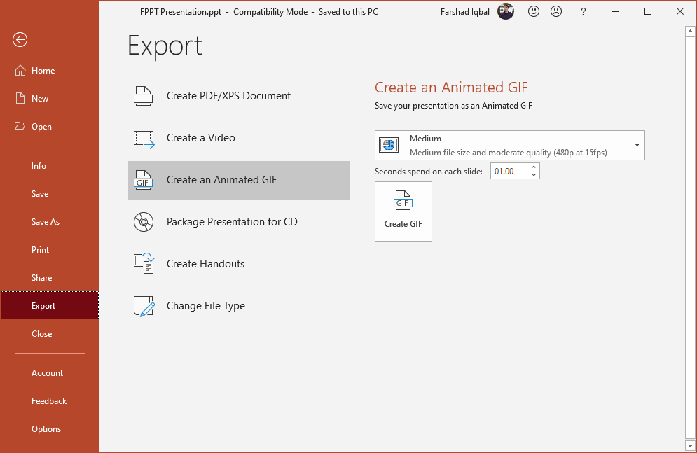 create animated GIF using powerpoint