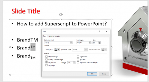 How to add Superscript text in PowerPoint
