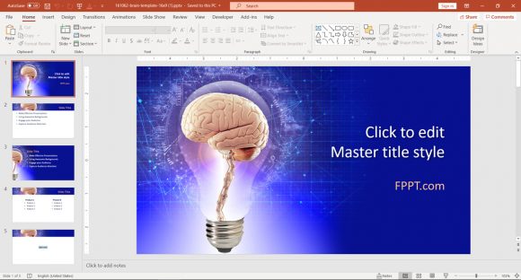 Free Brain PowerPoint template design for Behavioral Economics