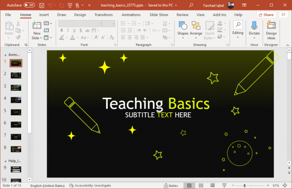 Animated Basic teaching PowerPoint template
