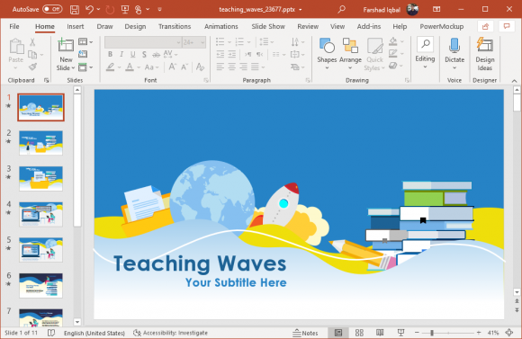 animated teaching waves powerpoint template