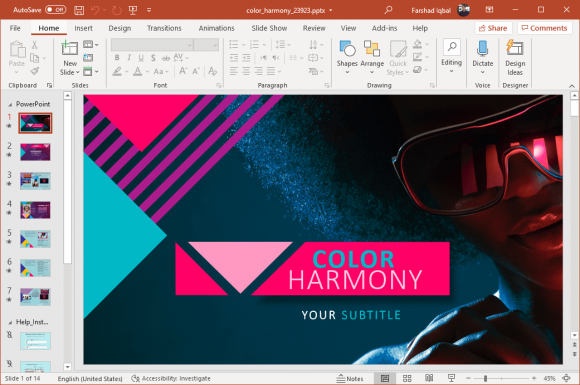 Animated colors of harmony PowerPoint template