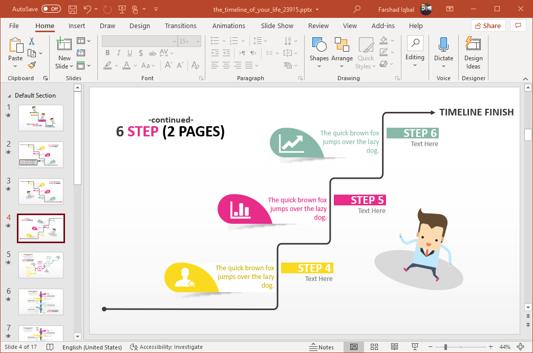 Six step Timeline for PowerPoint