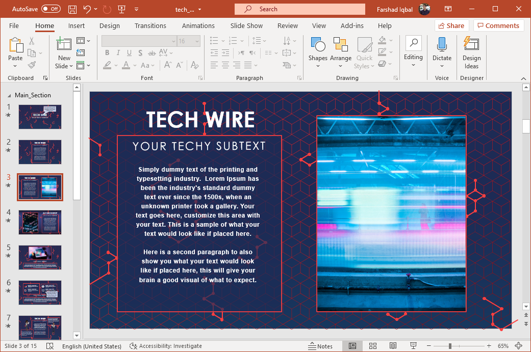 Tech wire slide design