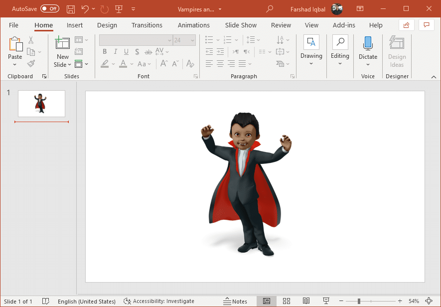 Young vampire clipart for PowerPoint