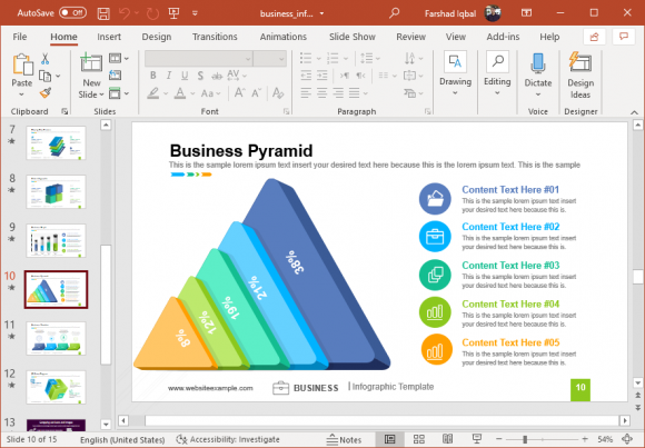 Business pyramid diagram slide