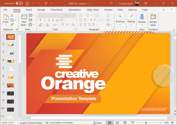 Corporate orange PowerPoint template