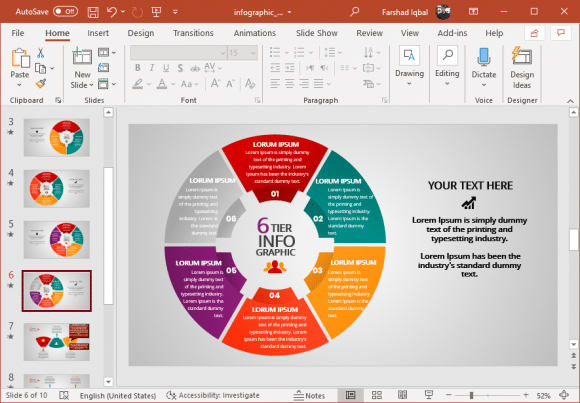 Six tier infographic for PowerPoint
