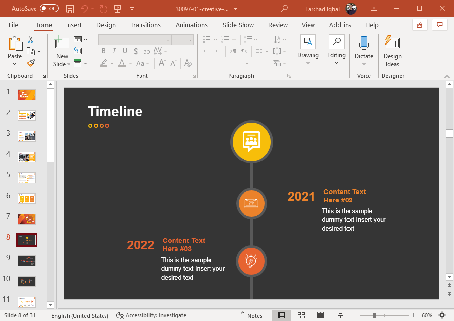 Timeline for a project