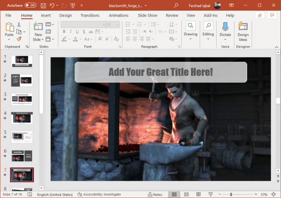 Blacksmith video animation for PowerPoint