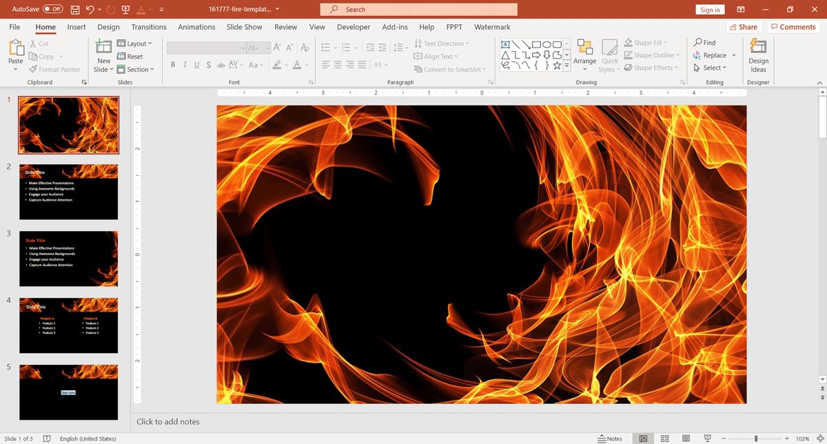 Flames & Fire Presentation Background