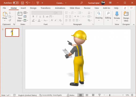 Construction guy Clipart for PowerPoint