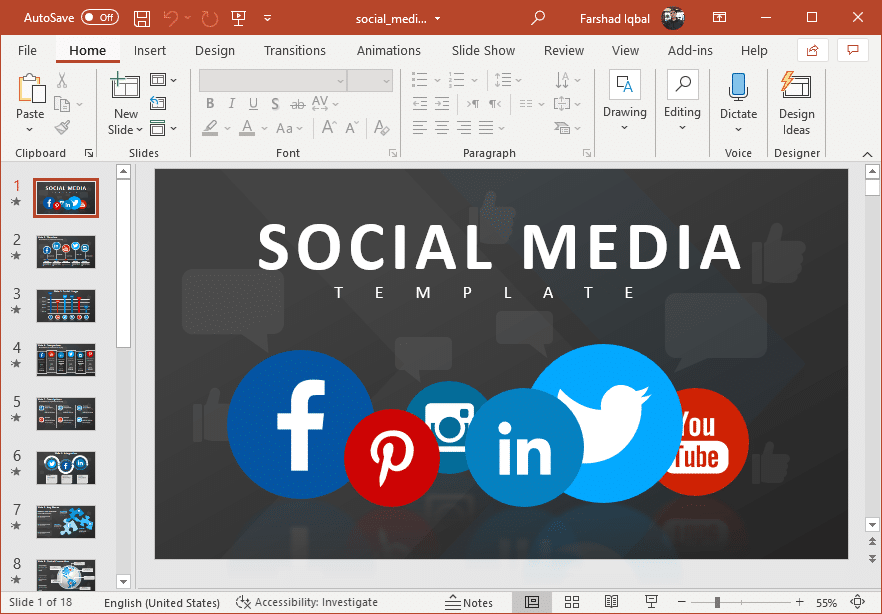 Animated Social Media Template for PowerPoint