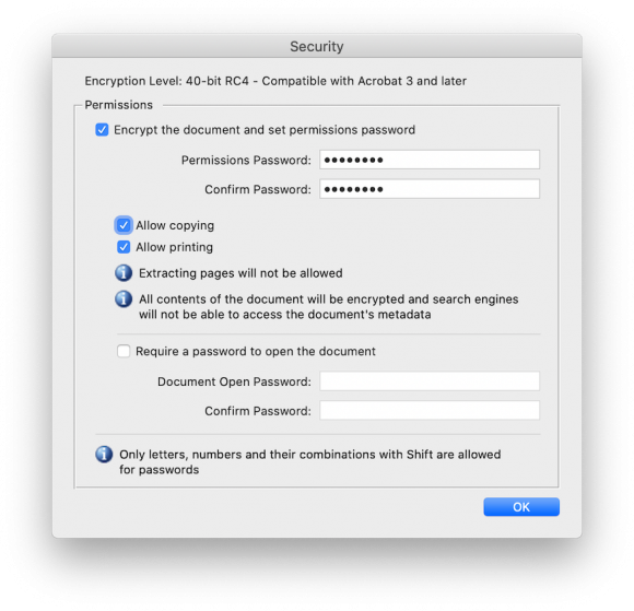 Encrypt exported PDF Office files on Mac