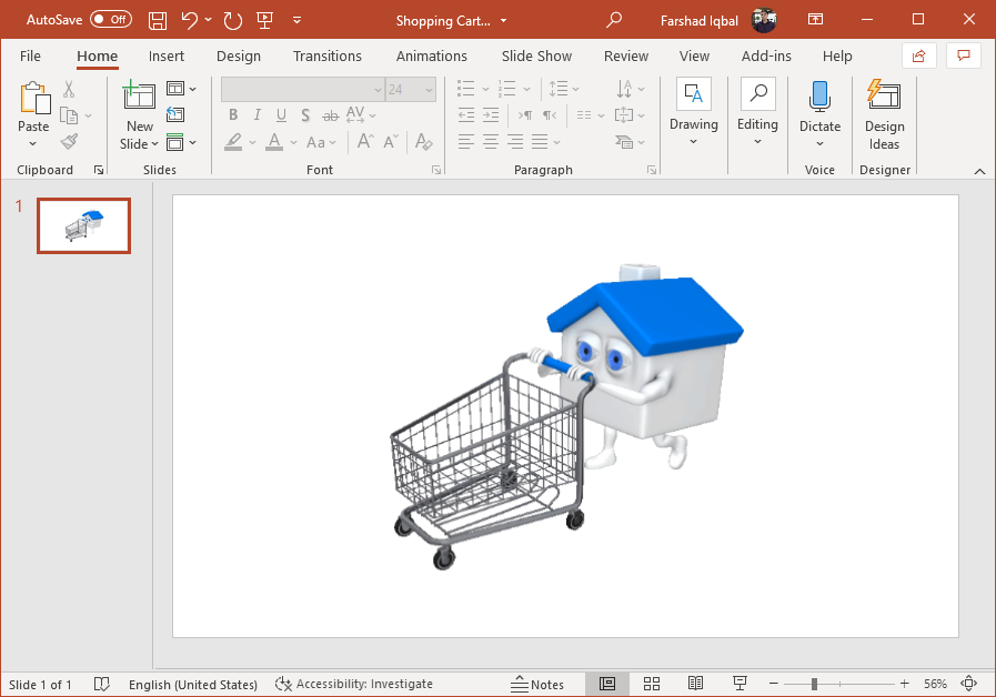 House pushing shopping cart animation for PowerPoint