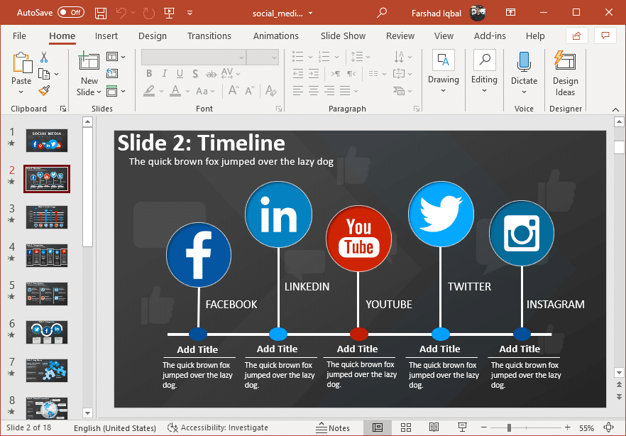 Social media metrics - Example of infographic timeline design for Social Media Reports