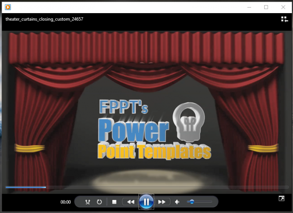 Curtains closing video in PowerPoint