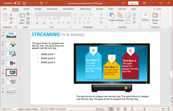 Streaming movie and TV shows slide design