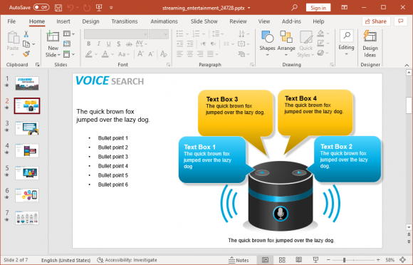 Voice search slide design