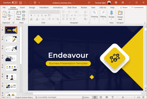 Animated endeavor business template for powerpoint