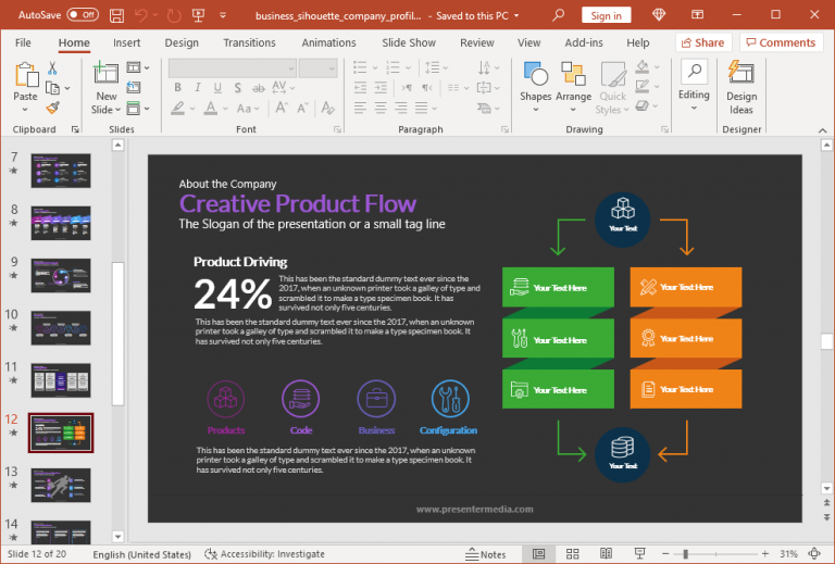 Creative flowchart slide design - FPPT