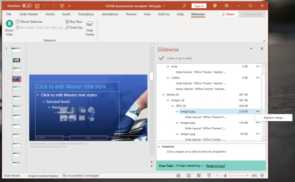 Using Slidewise add-in in PowerPoint to replace an image