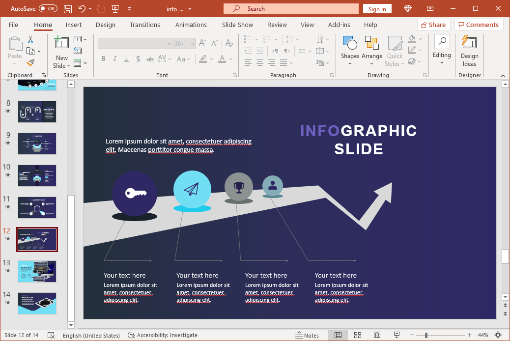 Editable infographic slide with icons