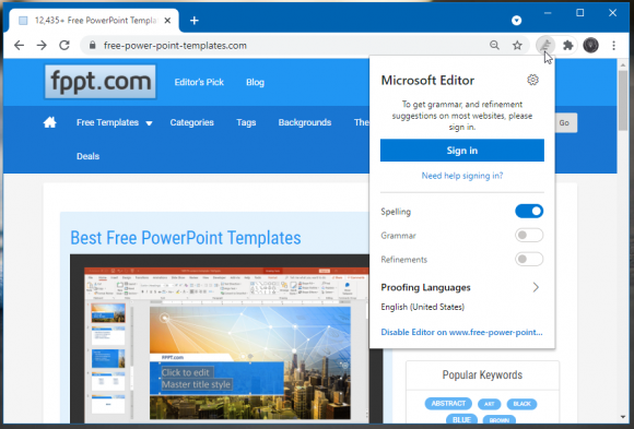 Microsoft Editor extension for Chrome
